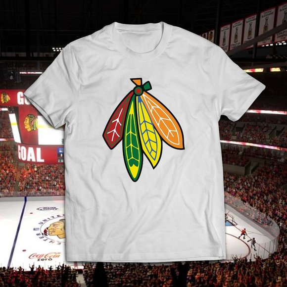 Gildan Other - Blackhawks Indian Feathers Headdress Hockey Tee